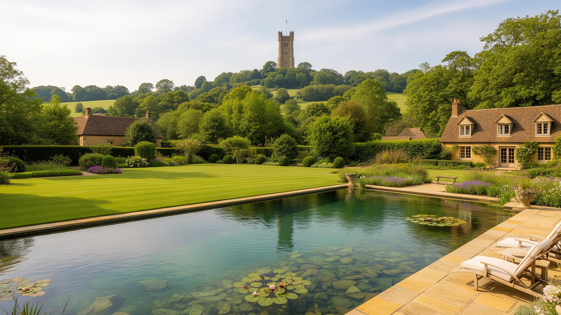 Natural swimming pool in Broadway, Cotswolds