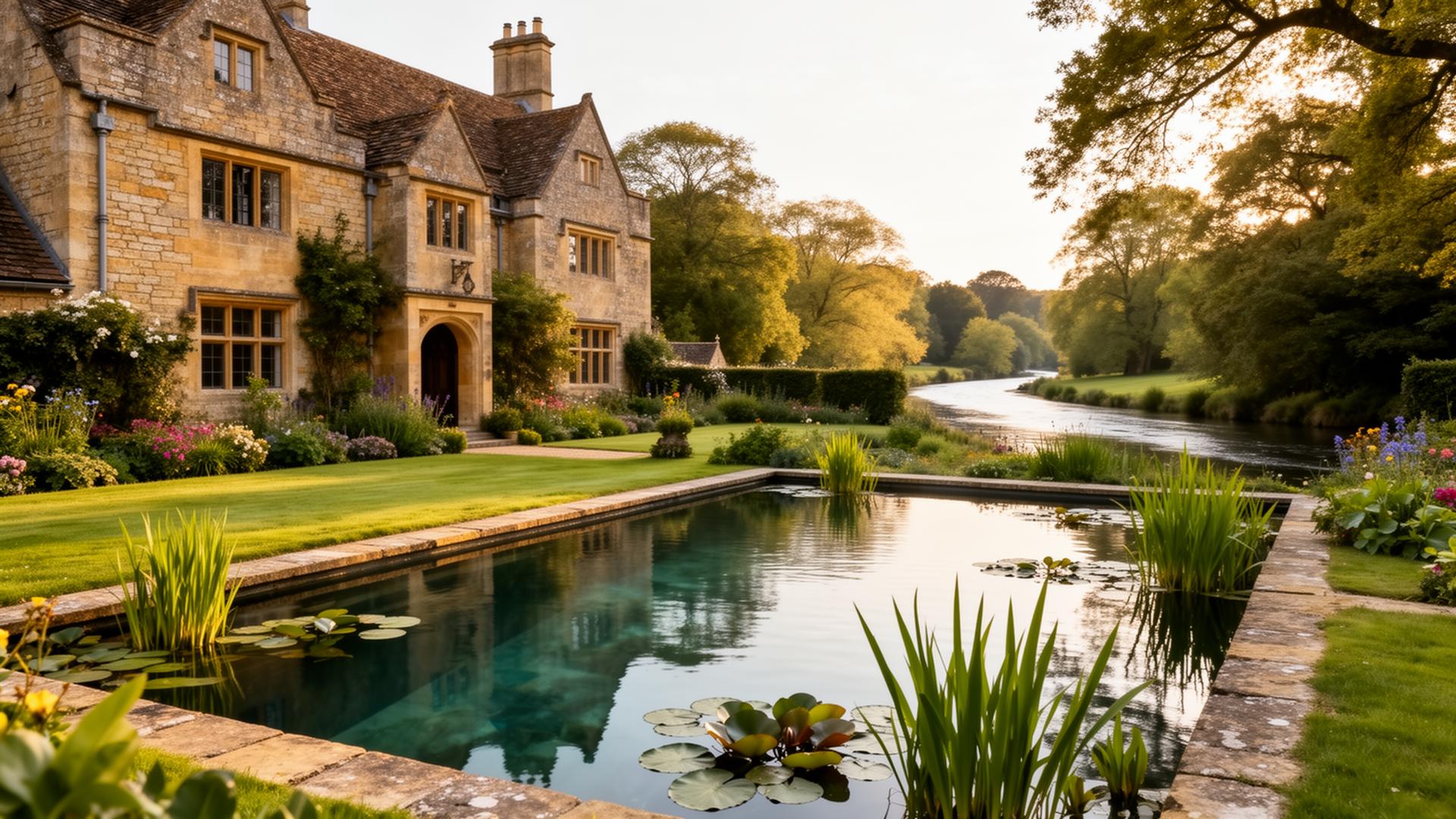 Natural swimming pool in Burford, Cotswolds