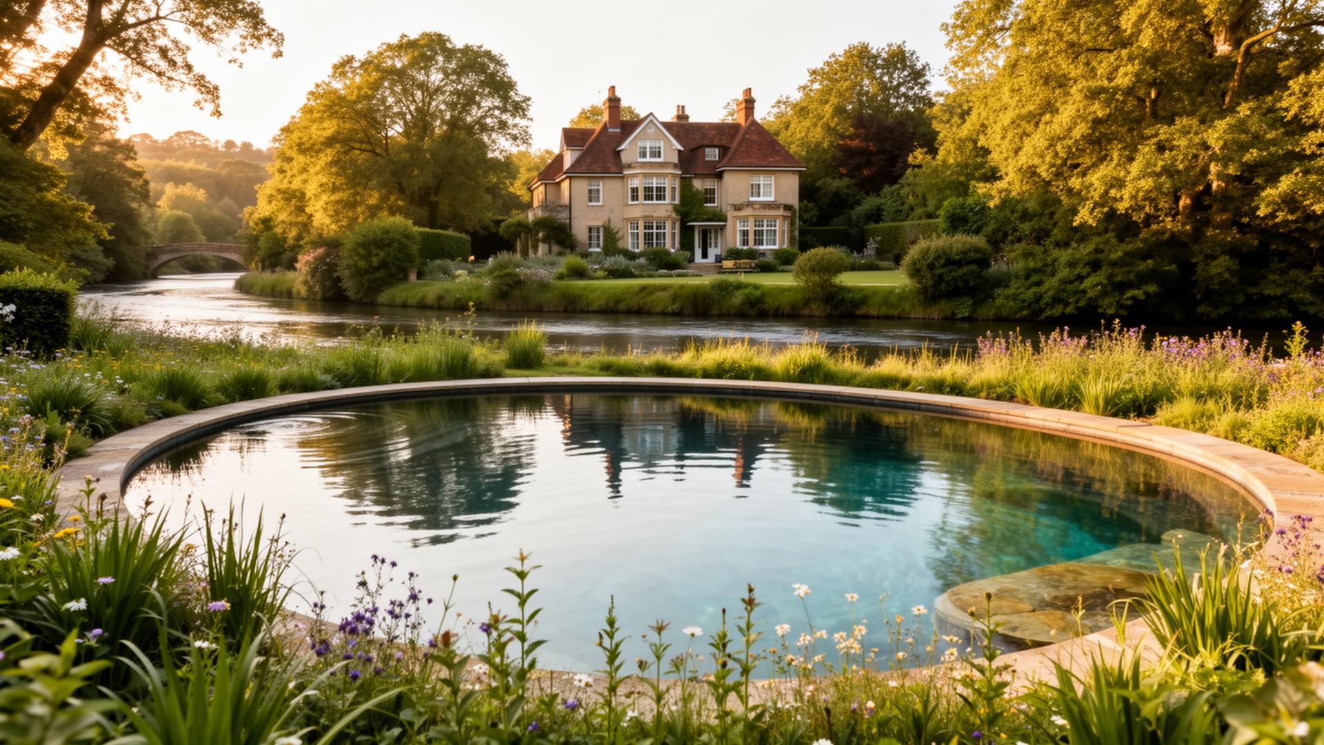 Natural swimming pool in Godalming, Surrey Hills